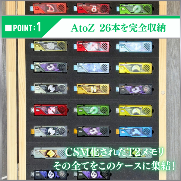ガイアメモリケース販売決定！ガイアメモリを収納できる専用木製コレクションケース！特撮ボックスで限定販売！仮面ライダーWに登場するガイアメモリ専用設計。CSMで販売されているAtoZ 26本を完璧に収納。